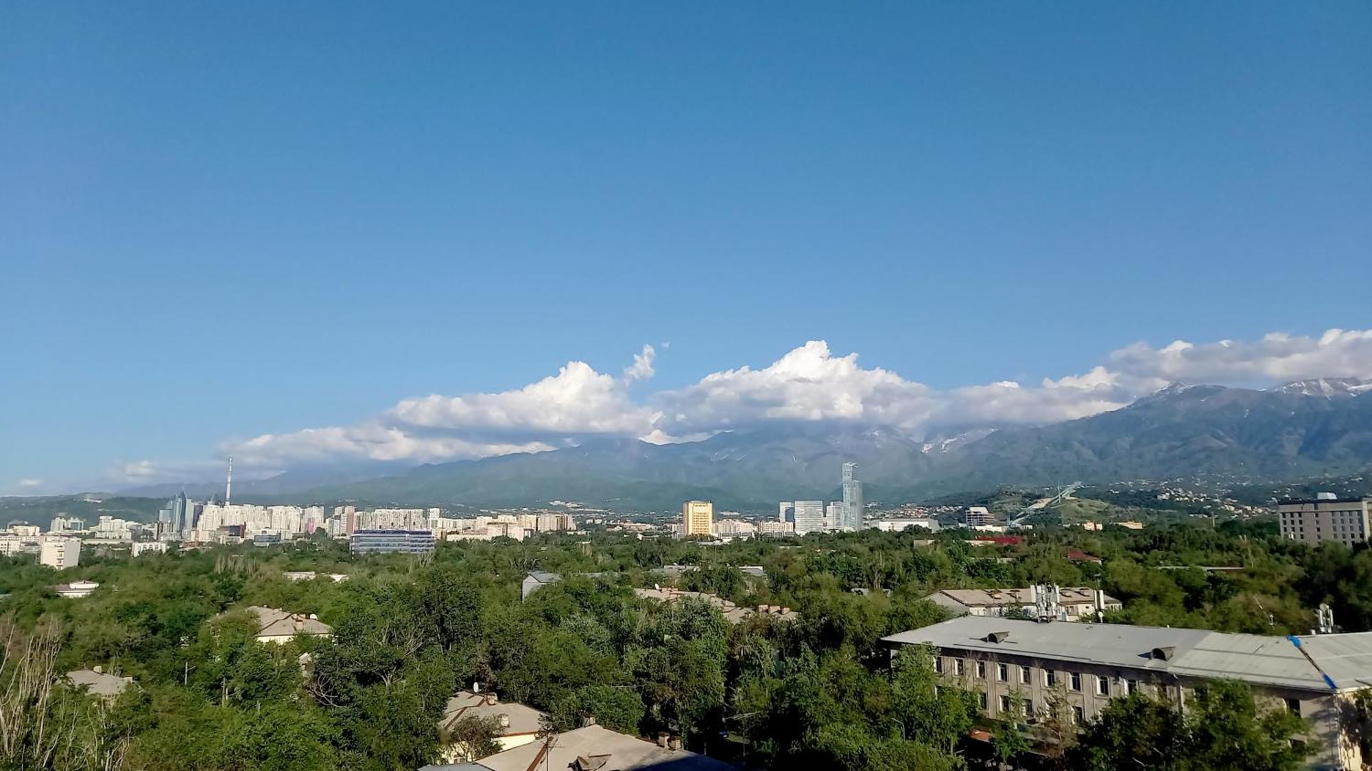 Картина горных вершин Квартира- Mountain view Apartment Алматы Экстерьер фото